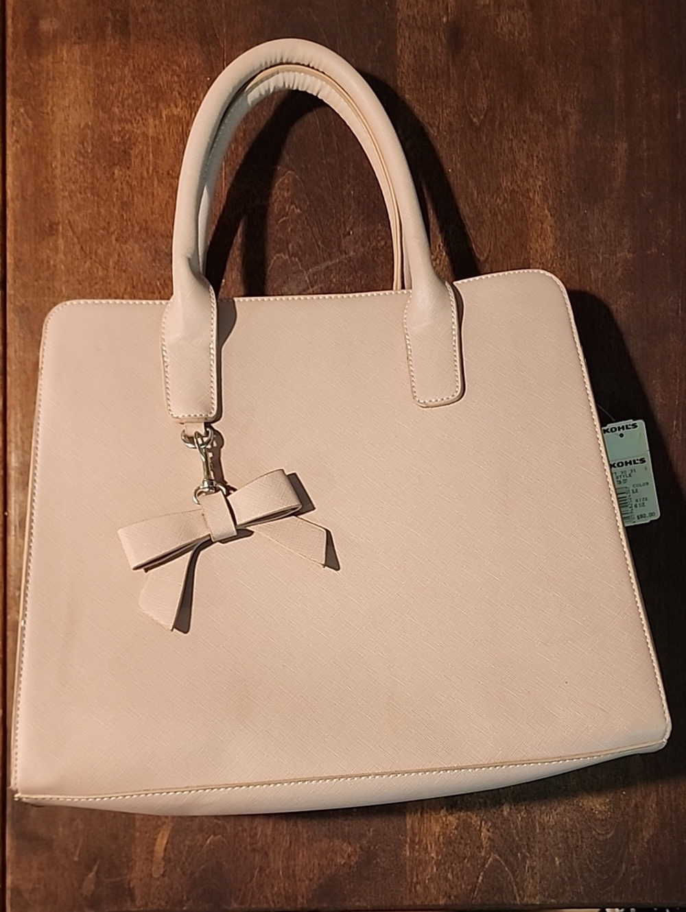 Kohl's Blush Pink Bow-Accent Satchel Handbag